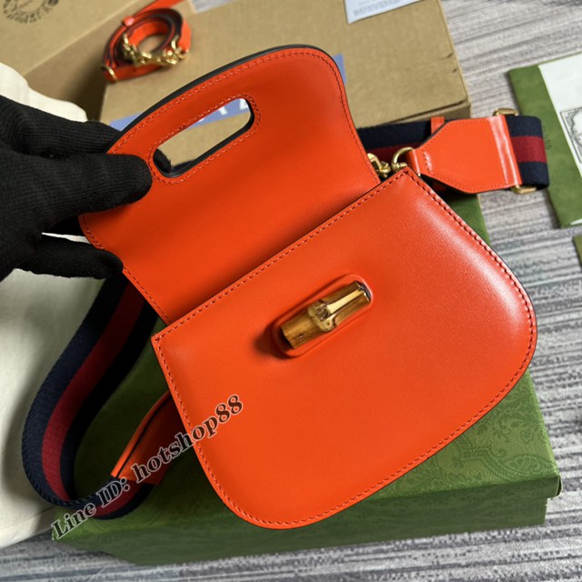 Gucci專櫃2022新款單肩斜挎女包 古馳原廠皮竹節迷你小號手提包686864 gqy4110